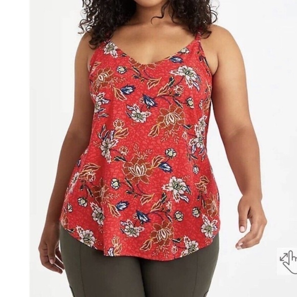 Torrid Size 2X Ava Rayon Slub Cami Floral Tank Top Shirt Tropical Print - Picture 1 of 12